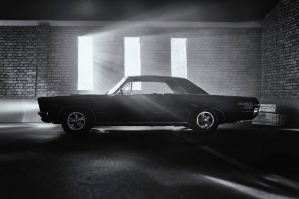 model pontiac gto in atmospheric garage - pontiac gto imagens e fotografias de stock