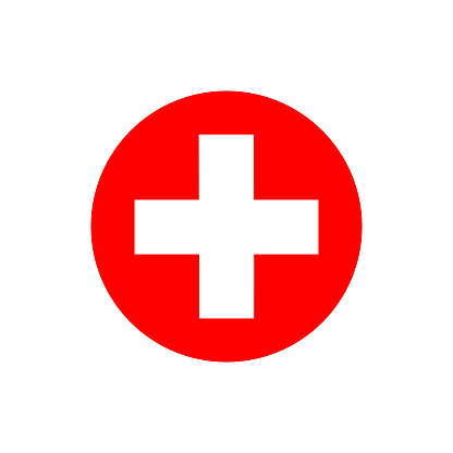 Flat minimal medical cross icon. Simple vector medical cross icon. Isolated medical cross icon for various projects.