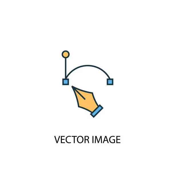 Vector illustration of vector image concept 2 colored line icon. Simple yellow and blue element illustration. vector image concept outline symbol design