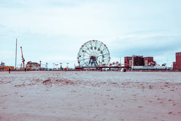Aerial shot of Coney Island, New York City in summer.