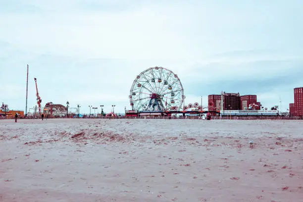 Coney Island Ferris wheel in the distance