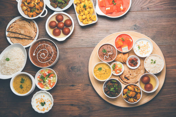 istock Indian Hindu Veg Thali / food platter, selective focus 1158612033