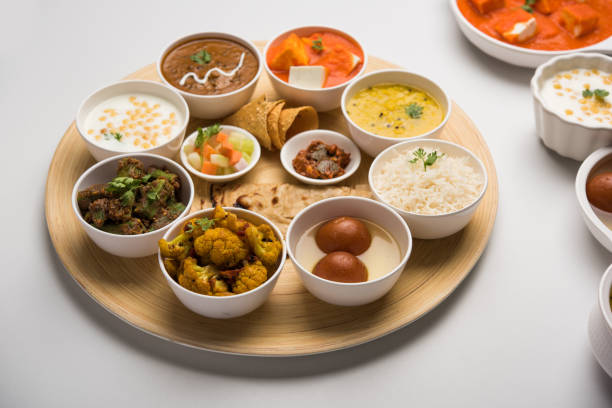 istock Indian Hindu Veg Thali / food platter, selective focus 1158612084