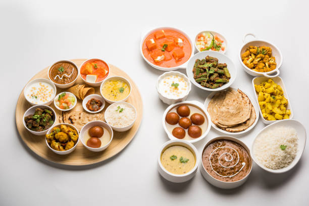 istock Indian Hindu Veg Thali / food platter, selective focus 1158613555
