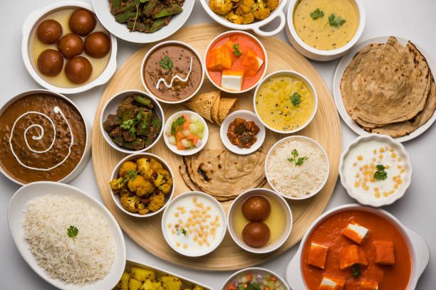 istock Indian Hindu Veg Thali / food platter, selective focus 1158614234