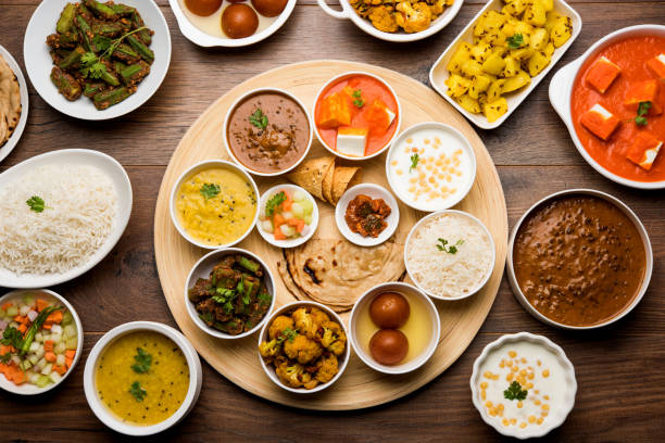istock Indian Hindu Veg Thali / food platter, selective focus 1158615208