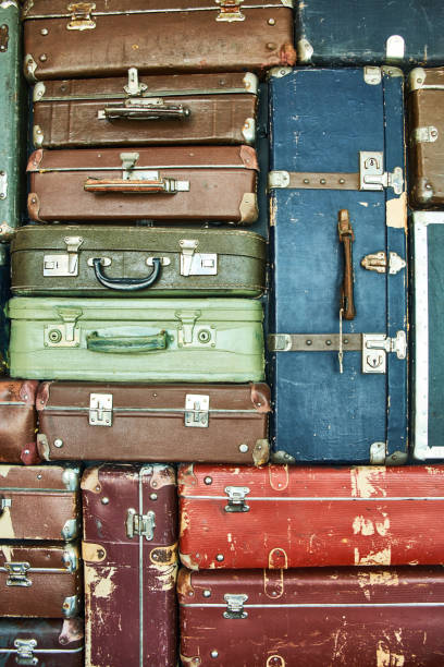 istock Suitcases for travel. Multicolored suitcases for clothes. 1158615452