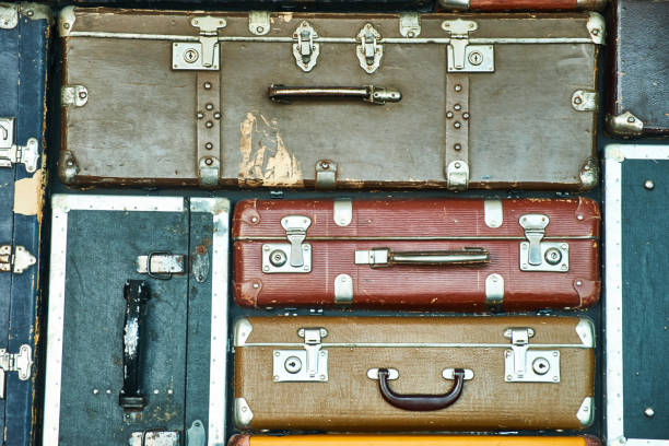 istock Suitcases for travel. Multicolored suitcases for clothes. 1158616164