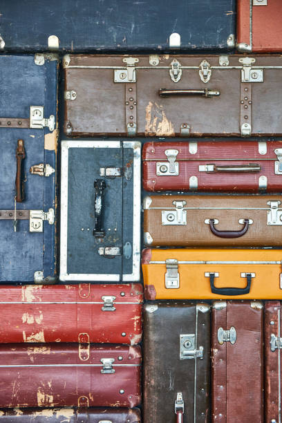 istock Suitcases for travel. Multicolored suitcases for clothes. 1158616165