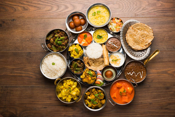 istock Indian Hindu Veg Thali / food platter, selective focus 1158616319
