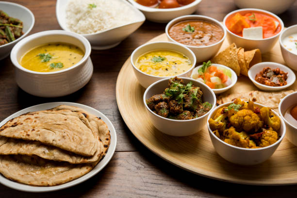 istock Indian Hindu Veg Thali / food platter, selective focus 1158616630