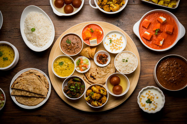 istock Indian Hindu Veg Thali / food platter, selective focus 1158616838