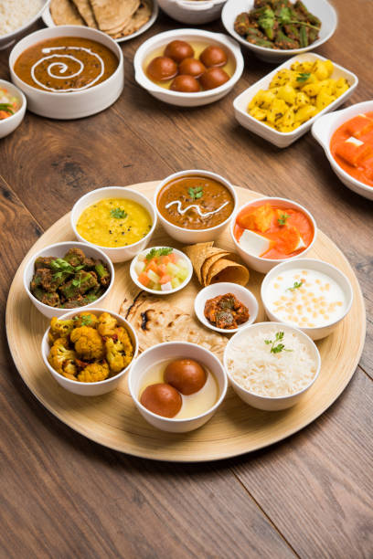 istock Indian Hindu Veg Thali / food platter, selective focus 1158616892