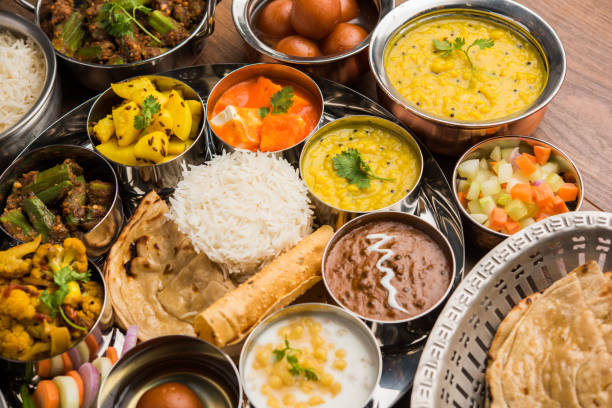 istock Indian Hindu Veg Thali / food platter, selective focus 1158616934