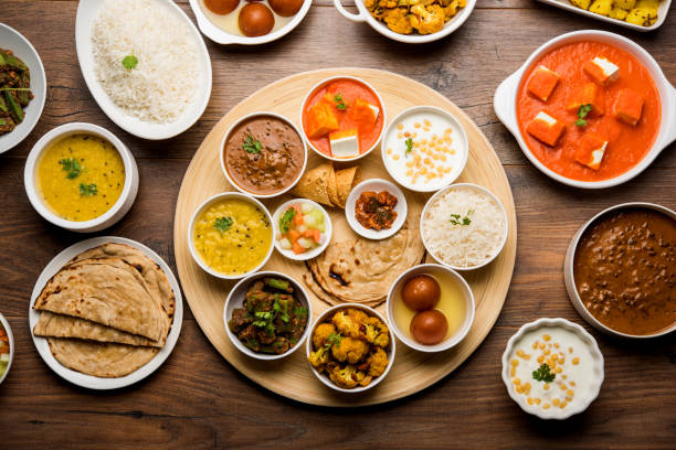 istock Indian Hindu Veg Thali / food platter, selective focus 1158617065