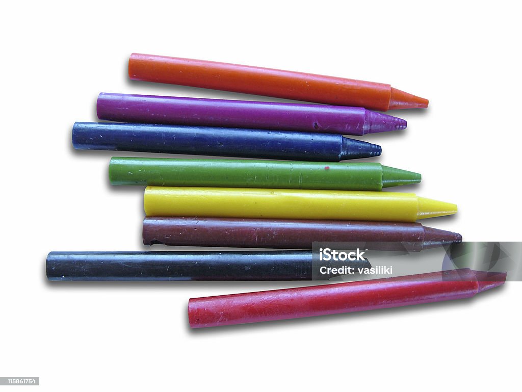 Colors: Wax crayons (path included) A set of wax crayons in vivid colors. Arranging Stock Photo
