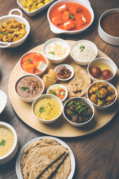istock Indian Hindu Veg Thali / food platter, selective focus 1158617767