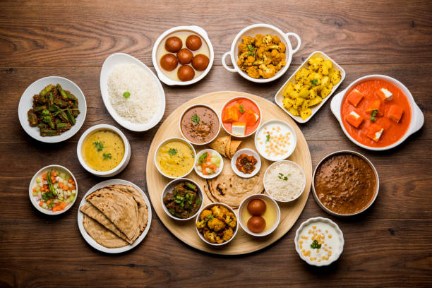 istock Indian Hindu Veg Thali / food platter, selective focus 1158617929
