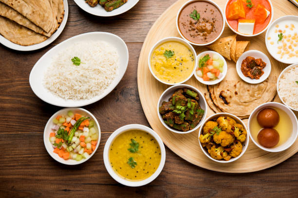 istock Indian Hindu Veg Thali / food platter, selective focus 1158617983