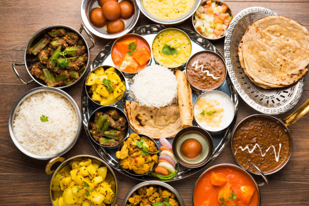 istock Indian Hindu Veg Thali / food platter, selective focus 1158618169