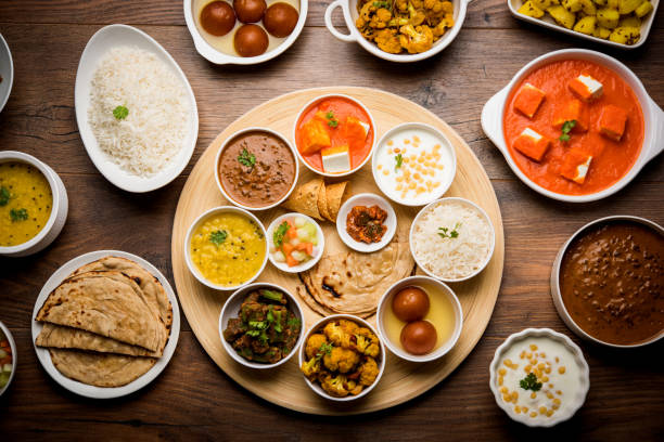 istock Indian Hindu Veg Thali / food platter, selective focus 1158618548