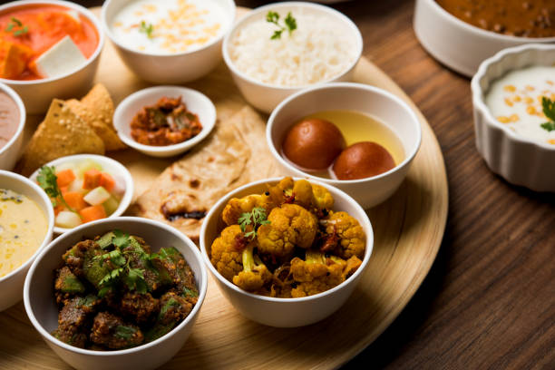 istock Indian Hindu Veg Thali / food platter, selective focus 1158619419