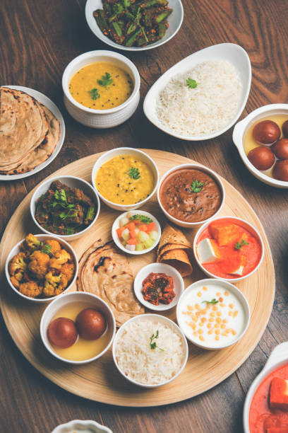 istock Indian Hindu Veg Thali / food platter, selective focus 1158619594