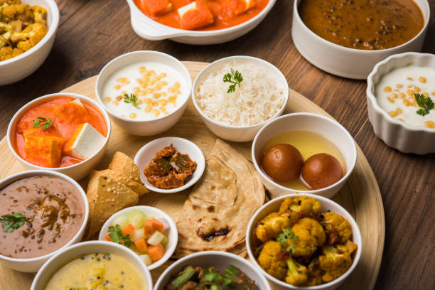 istock Indian Hindu Veg Thali / food platter, selective focus 1158620519