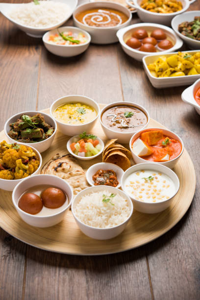 istock Indian Hindu Veg Thali / food platter, selective focus 1158620581