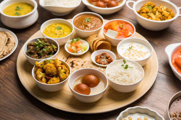 istock Indian Hindu Veg Thali / food platter, selective focus 1158620751