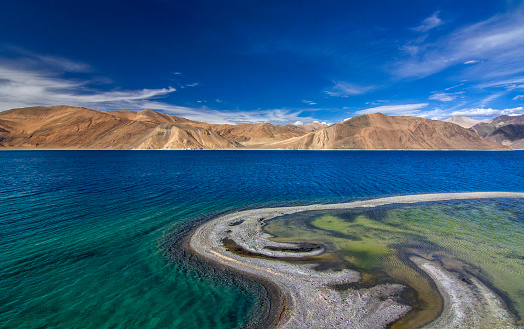 Pangong Tso or Pangong, an endorheic lake, Ladakh, India.