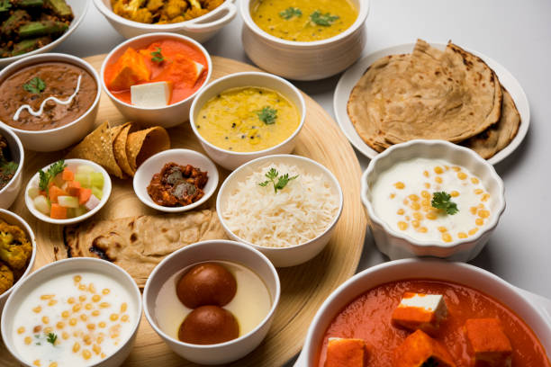 istock Indian Hindu Veg Thali / food platter, selective focus 1158621206