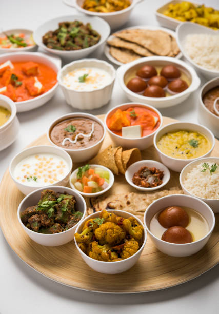 istock Indian Hindu Veg Thali / food platter, selective focus 1158621259