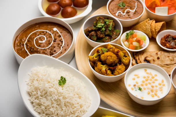 istock Indian Hindu Veg Thali / food platter, selective focus 1158621771