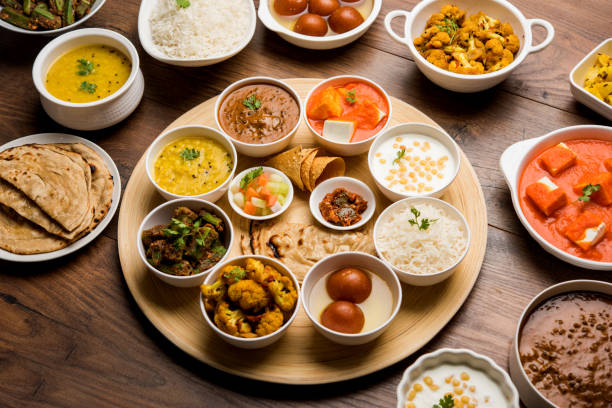 istock Indian Hindu Veg Thali / food platter, selective focus 1158621859