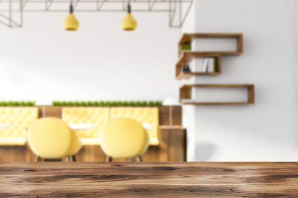 istock Interior of blurred pub with shelves and sofas 1158621905