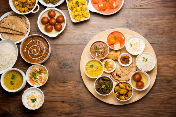 istock Indian Hindu Veg Thali / food platter, selective focus 1158622685