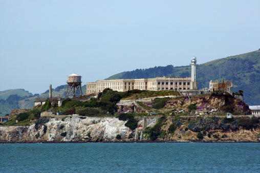 Prison buildings on Alcatraz Island, Golden Gate National Recreation Area, National Park Service. National Historic Landmark. San Francisco, California, USA.