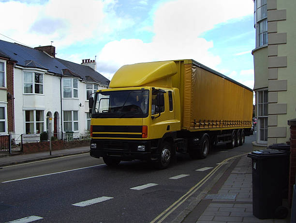 BIG TRUCK - little town Big truck passing trough English town semi truck audio stock pictures, royalty-free photos & images