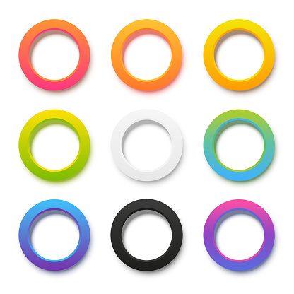 Round Color Frame Set Of Color Round Frames With Shadows On White Background For Your ...