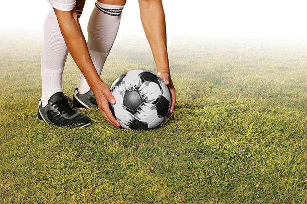 Free kick in a soccer game with ball