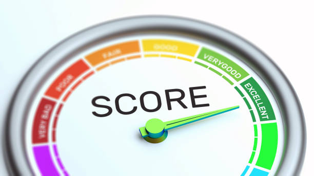 business credit score gauge concept, excellent grade. - marquer photos et images de collection