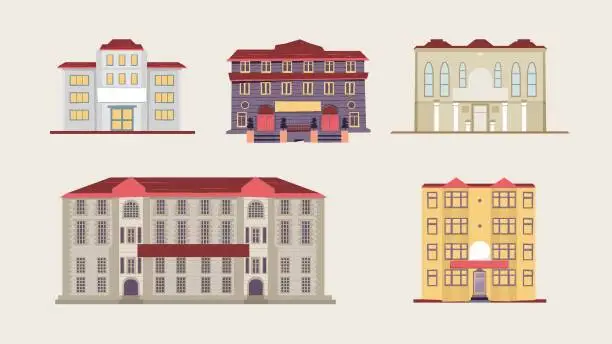 Vector illustration of Government houses, Old Houses