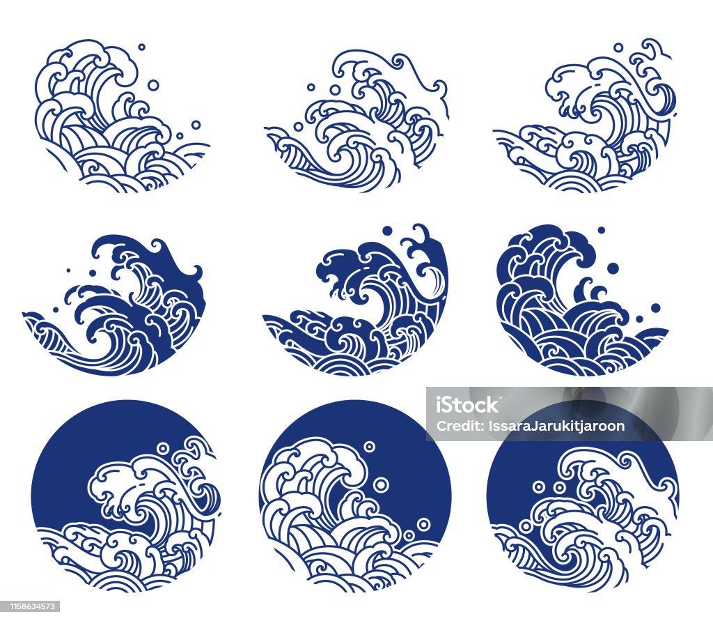 Illustration de logo d'eau et d'onde d'océan du Japon - clipart vectoriel de Vague libre de droits