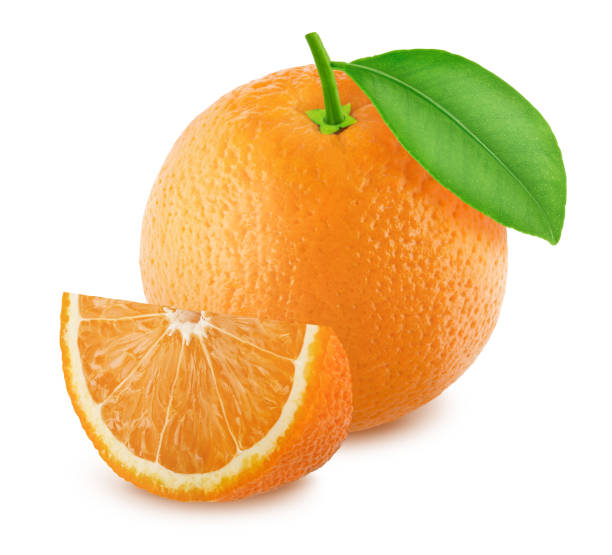 istock Whole orange with slice isolated on white background. 1158634628