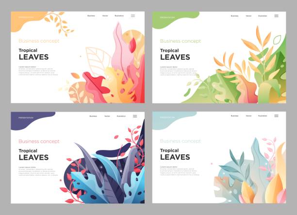 Banner, site, poster floral template, landing page with place for your text. Leaves vector background. Banner, site, poster floral template, landing page with place for your text. Leaves vector background. slide show illustrations stock illustrations