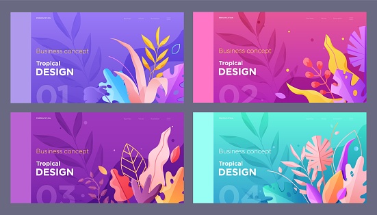 Banner, site, poster floral template, landing page with place for your text. Leaves vector background.