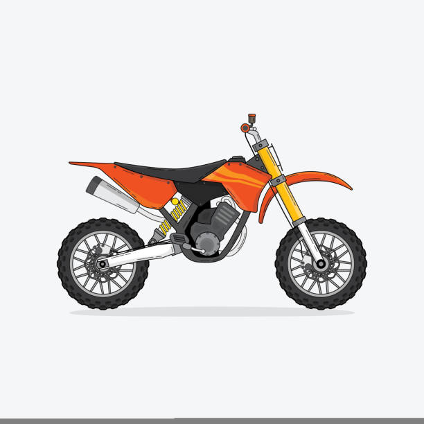 illustrazioni stock, clip art, cartoni animati e icone di tendenza di motocross in semplice grafica - motocross engine motorcycle extreme sports