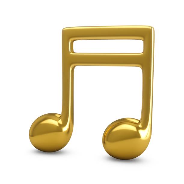 istock 3d Rendering Golden Music Note isolated on white background 1158639547