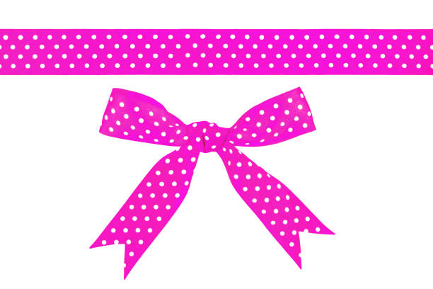 Pink silk ribbon bow for gift decoration isolated on white background